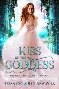 Kiss of the Goddess, a reverse harem paranormal romance and the first book in the Grecian Goddess Trilogy by Tessa Cole