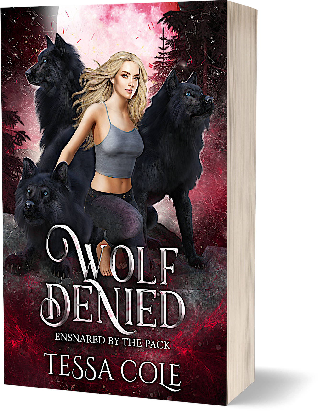 Wolf Denied, a reverse harem paranormal romance and the second book in the Ensnared by the Pack series by Tessa Cole